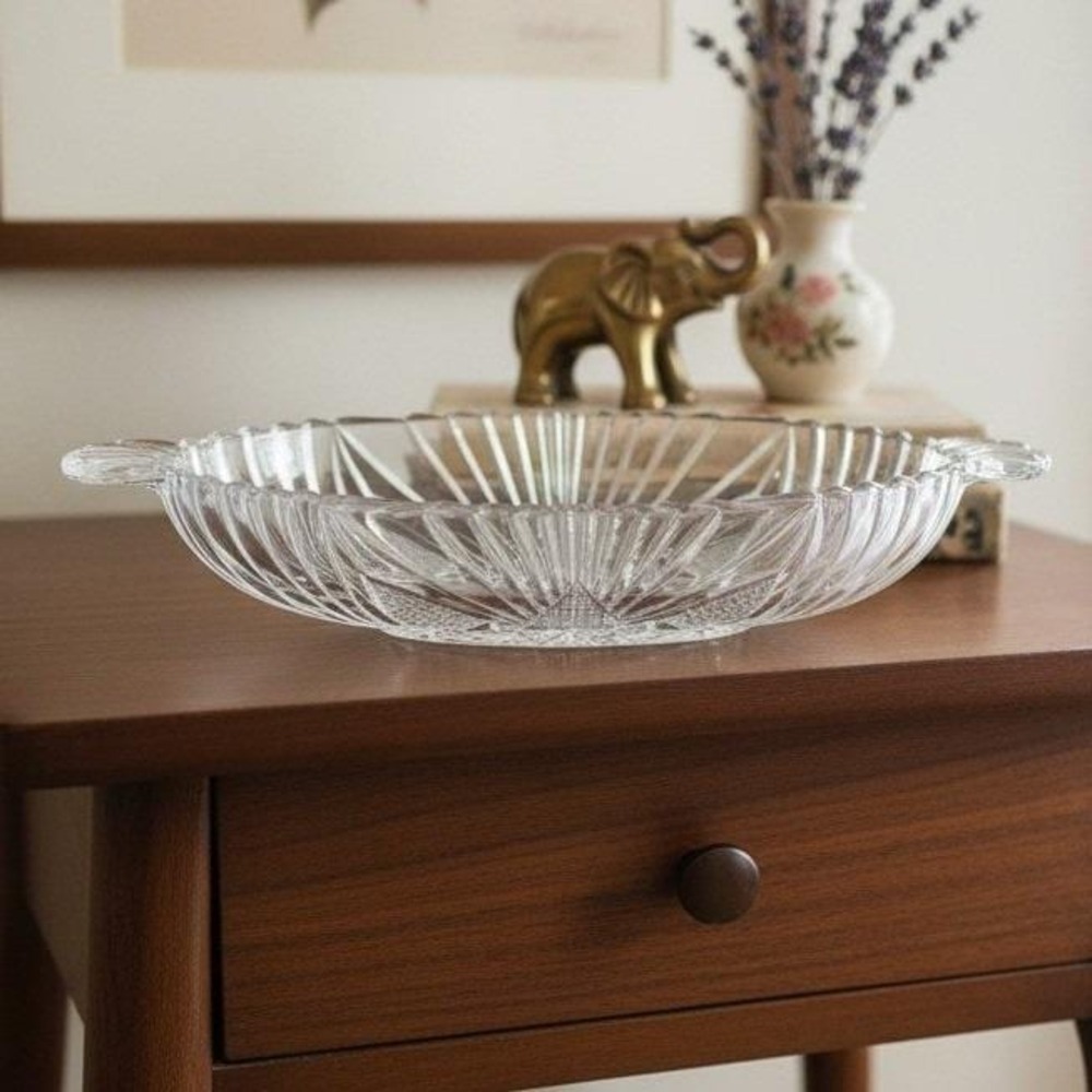 1930s Hazel-Atlas Etched Olive/Relish Dish- Sawtooth Rim with Handles *